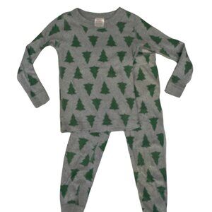 Hanna Andersson Long John Pajamas Christmas Trees Organic Cotton size 4